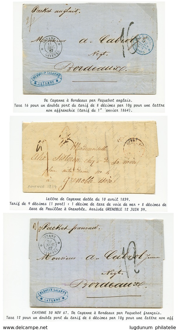 572 GUYANE - Lot 3 Lettres 1839/1867. TB. - Sonstige & Ohne Zuordnung