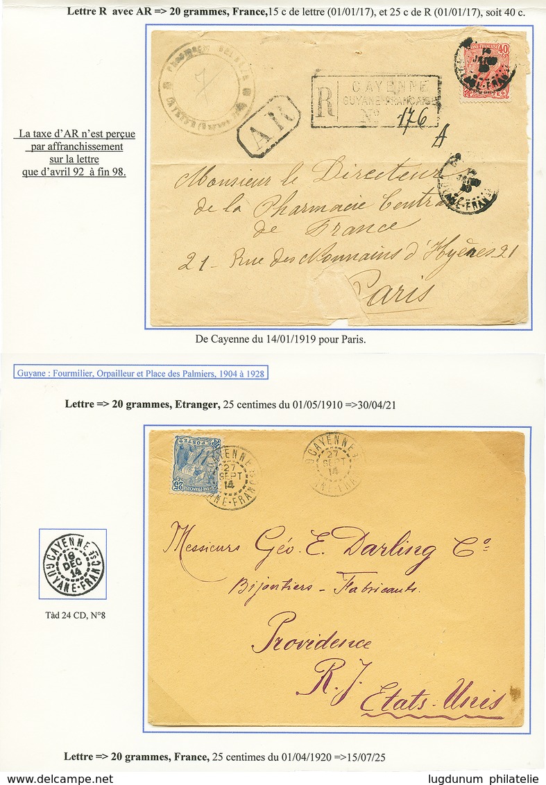 576 GUYANE - 1906/25 TB Lot De 6 Lettres Montées Sur Feuilles D'exposition. A Voir. TB. - Autres & Non Classés