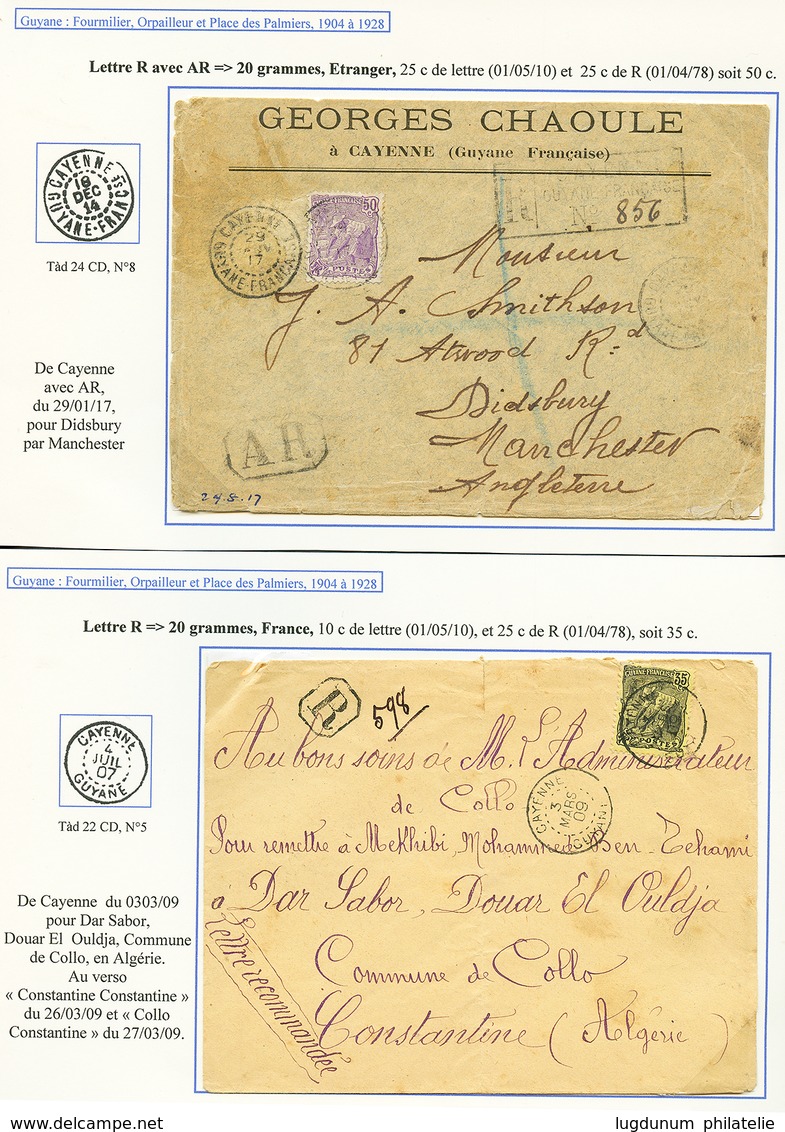 576 GUYANE - 1906/25 TB Lot De 6 Lettres Montées Sur Feuilles D'exposition. A Voir. TB. - Sonstige & Ohne Zuordnung