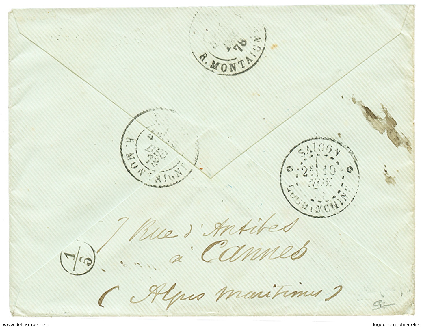 587 INDOCHINE : 1878 CG 15c CERES TTB Margé Obl. CORR. D'ARMEES HUE Sur Enveloppe Pour PARIS. Qualité Exceptionnelle. - Autres & Non Classés