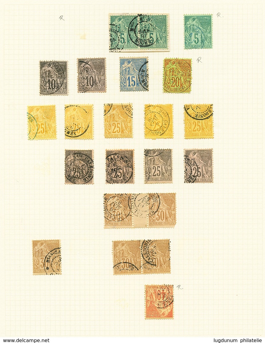 627 Collection De 80 Timbres Avec Oblitérations De NOUVELLE CALEDONIE Sur COLONIES GENERALES (type SAGE & ALPHEE DUBOIS) - Sonstige & Ohne Zuordnung