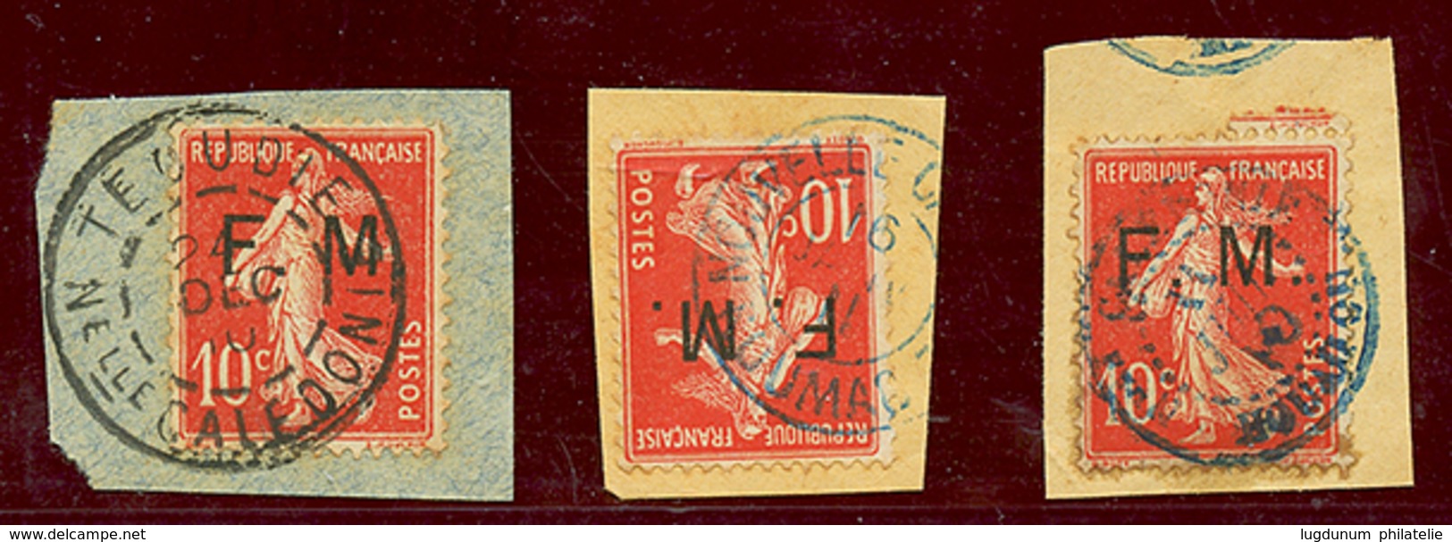 638 3 Timbres F.M De FRANCE Obl. TEOUDIE, KOUMAC, HOUAILOU Sur Fragments. RARE. TTB. - Autres & Non Classés