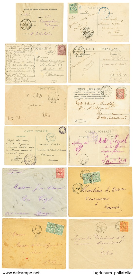 643 NOUVELLE CALEDONIE - Petits Bureaux : Superbe Lot De 12 Lettres (1910/28) TEOUDIE(x2), POINDIMIE, VOH Violet, BOULOU - Sonstige & Ohne Zuordnung