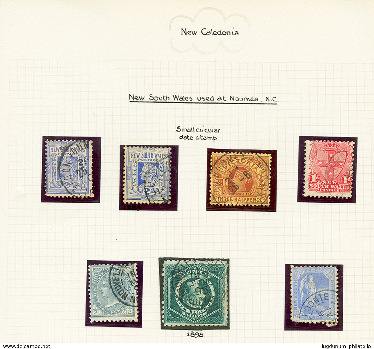 653 Lot 7 Timbres NEW SOUTH WALES(x6) + VICTORIA Obl. NOUMEA NOUVELLE CALEDONIE. RARE. TB. - Sonstige & Ohne Zuordnung