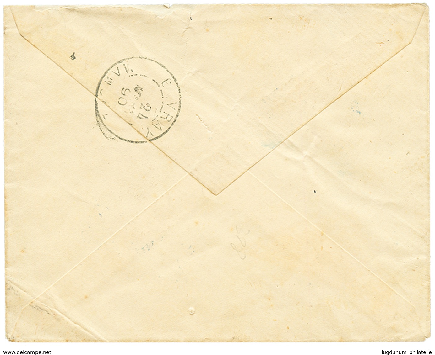 658 "NOSSI-BE - CORRESPONDANCE MILITAIRE" : 1890 CG 5c(pd) + 10c Obl. Cachet évidé NOSSI-BE En Bleu Sur Enveloppe De Mil - Autres & Non Classés