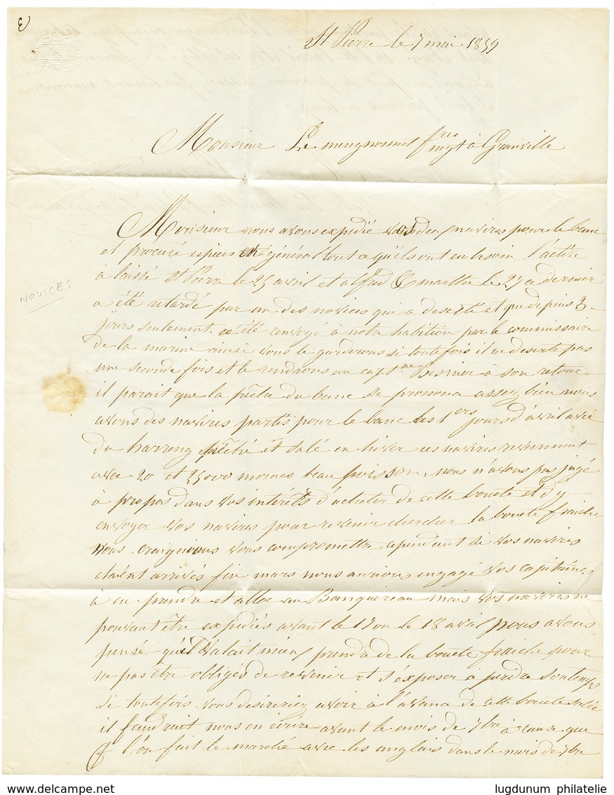 693 1859 Cachet ILES ST PIERRE ET MIQUELON + Taxe 6 Sur Lettre Avec Texte Pour GRANVILLE. TTB. - Autres & Non Classés