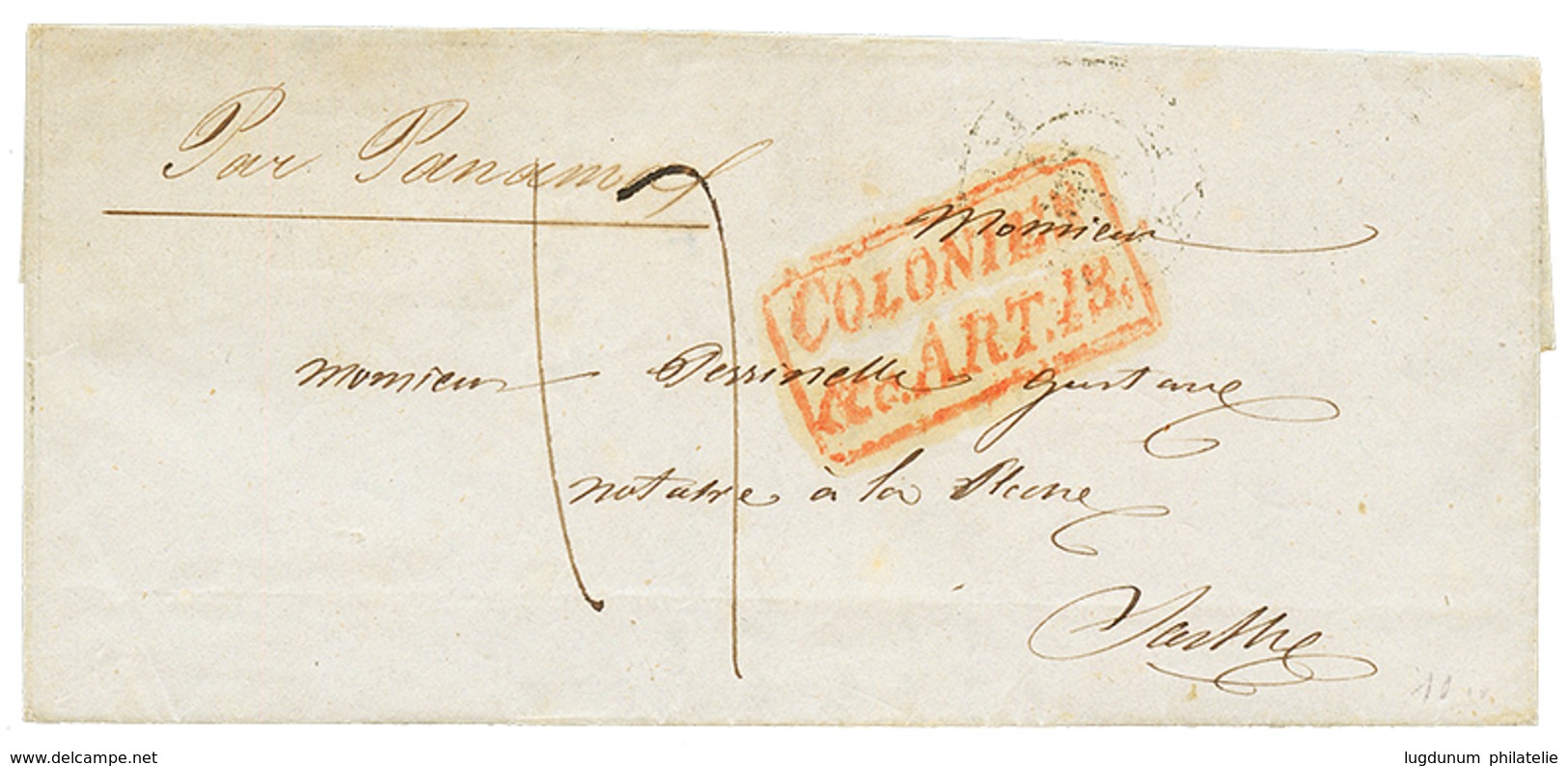 697 TAHITI Via VALPARAISO Pour La FRANCE : 1847 COLONIES ART.13 + Taxe 17 Sur Lettre Avec Texte De PAPEETE Pour La FRANC - Autres & Non Classés