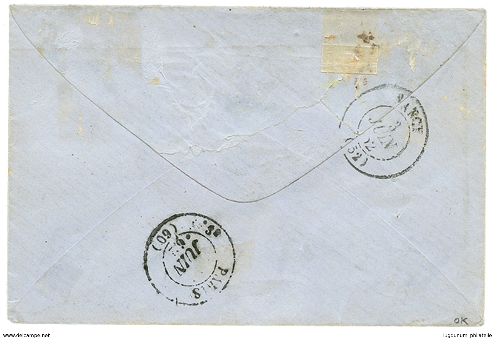 698 1862 Grand Cachet PAPEITI TAITI + Taxe 9 Sur Enveloppe Pour La FRANCE. RARE. TTB. - Sonstige & Ohne Zuordnung