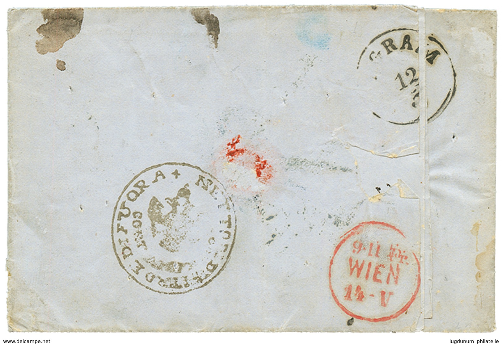 714 1857 BROOD + Negativ Cachet On Entire Letter From SARAJEVO To VIENNA. Vvf. - Other & Unclassified