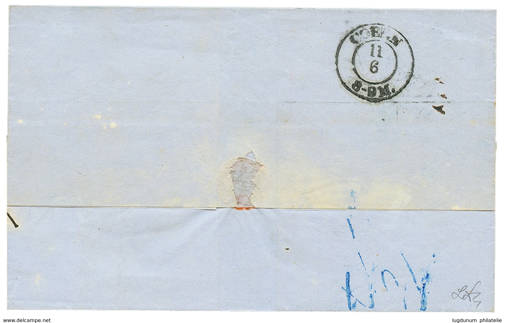 723 1856 ALEXANDRIEN + "9/9" Tax Marking+ "6/4" Tax Marking On Cover To COELN(GERMANY). Vf. - Levant Autrichien