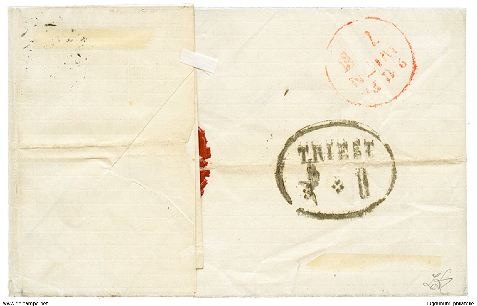 724 ALEXANDRIEN : 1867 "20" Blue Tax Marking + ALEXANDRIEN On Entire Letter Via TRIESTE To WIEN. Vvf. - Levant Autrichien