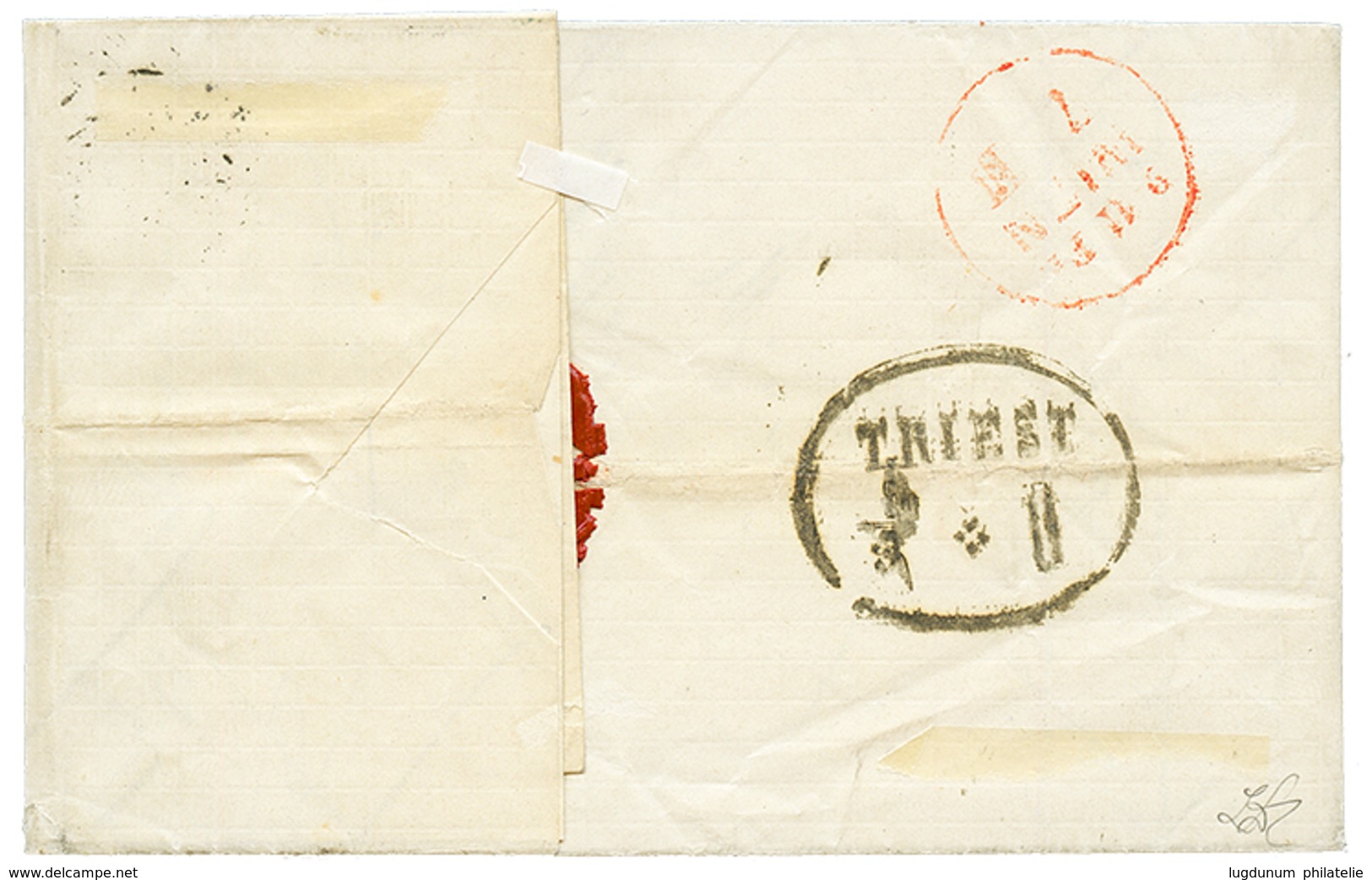 724 ALEXANDRIEN : 1867 "20" Blue Tax Marking + ALEXANDRIEN On Entire Letter Via TRIESTE To WIEN. Vvf. - Oriente Austriaco