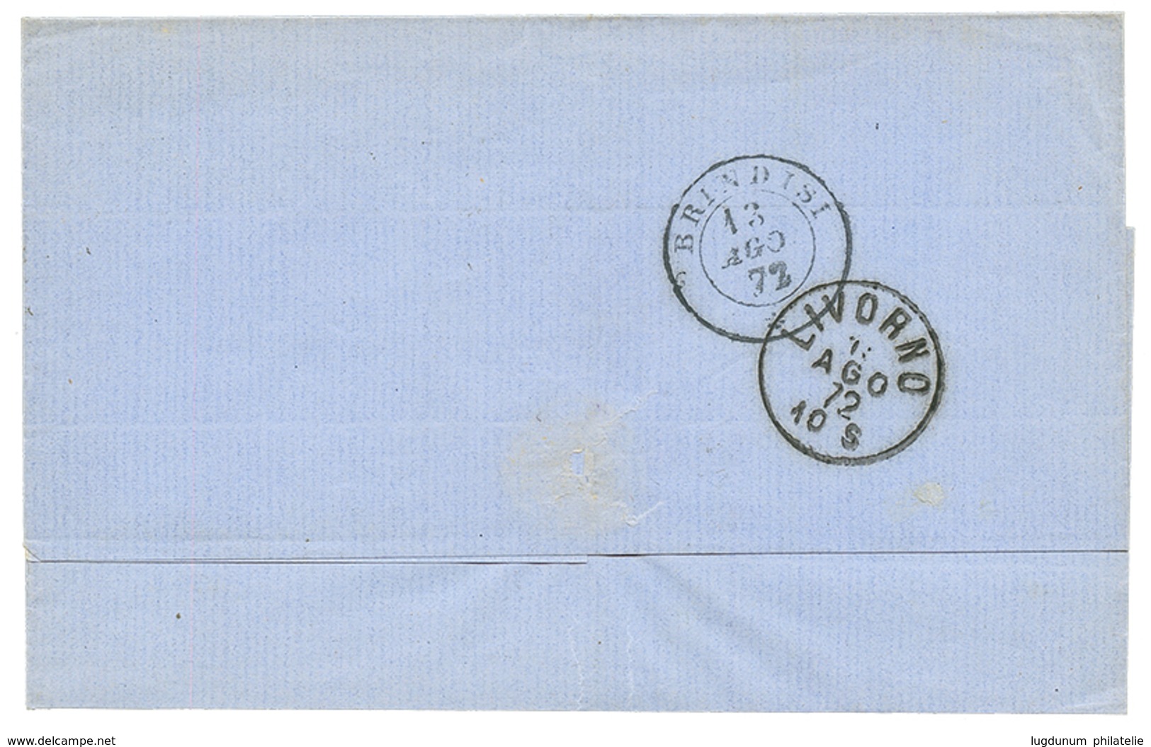 739 1872 3s + 10s(x2) Canc. CONSTANTINOPEL On Cover Via BRINDISI To ITALY. Vvf. - Levante-Marken