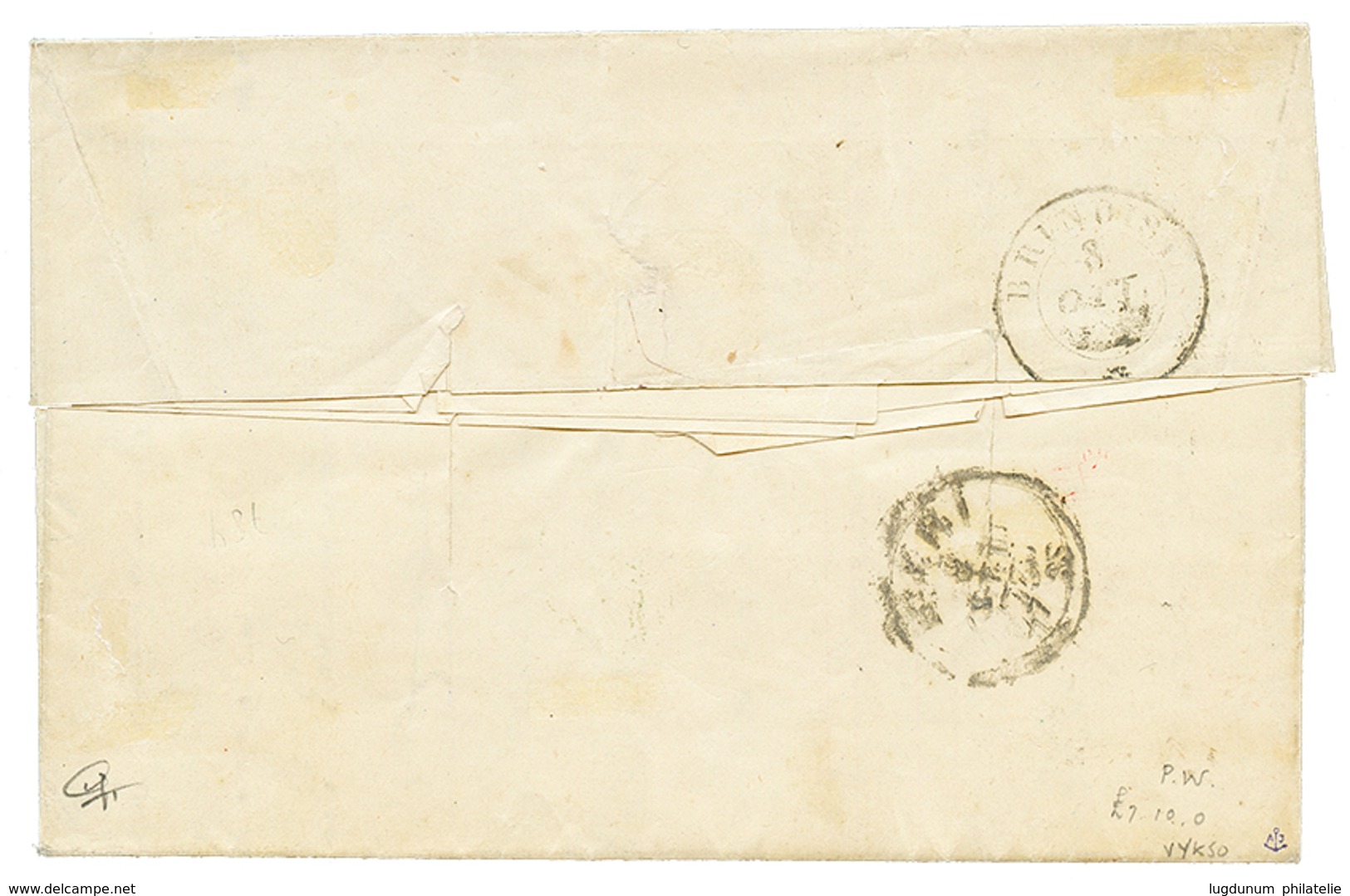 740 DURAZZO - ALBANIA : 1873 3 Soldi + Pair 10 Soldi Canc. DURAZZO In Blue On Entire Letter To ITALY. Signed COLLA & FER - Levant Autrichien
