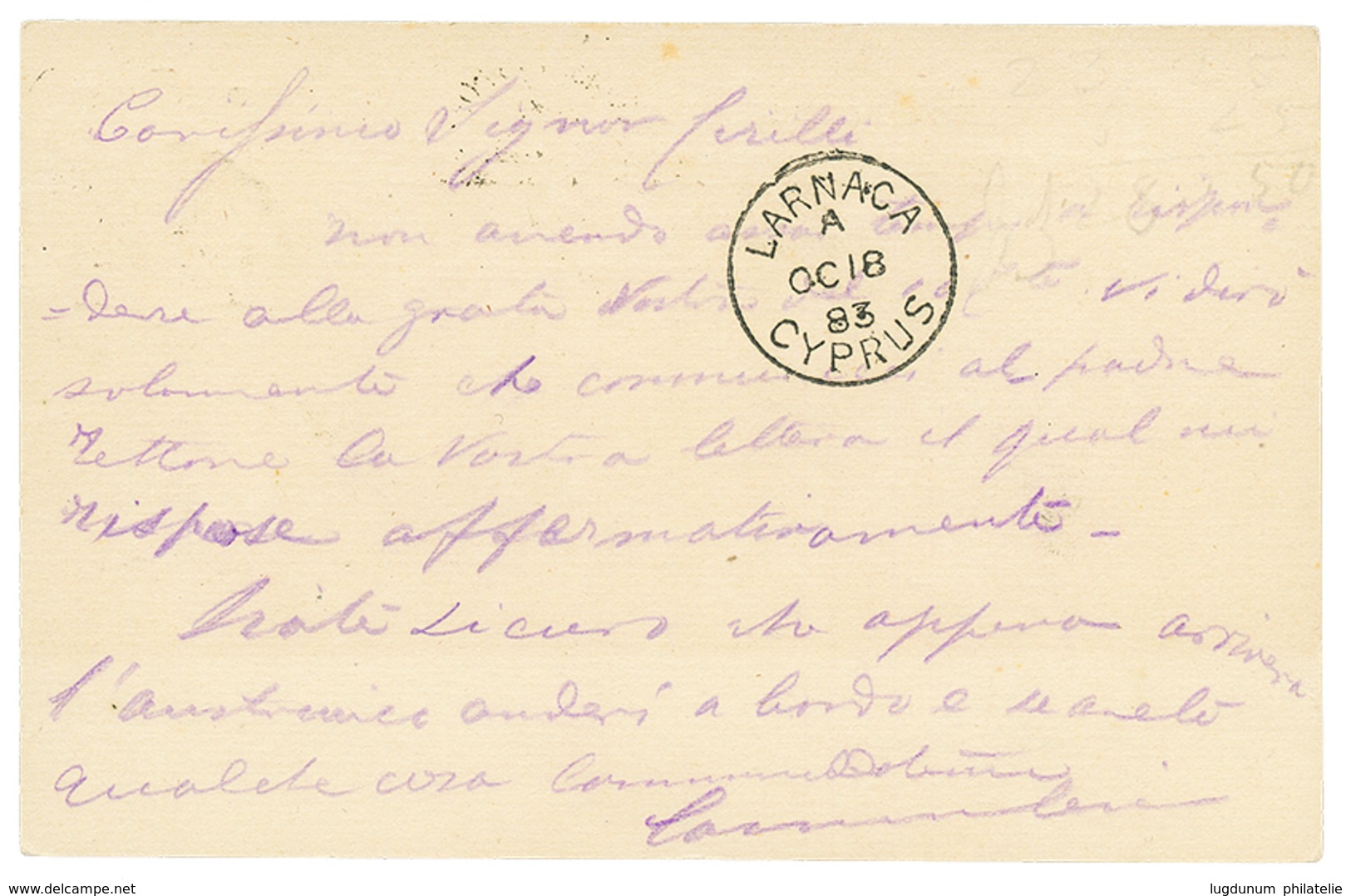 765 1883 P./Stat GB 1d Canc. G06 + BRITISH POST OFFICE BEYROUTH To LARNACA CYPRUS. Latest Recorded Use. Vvf. - Autres & Non Classés