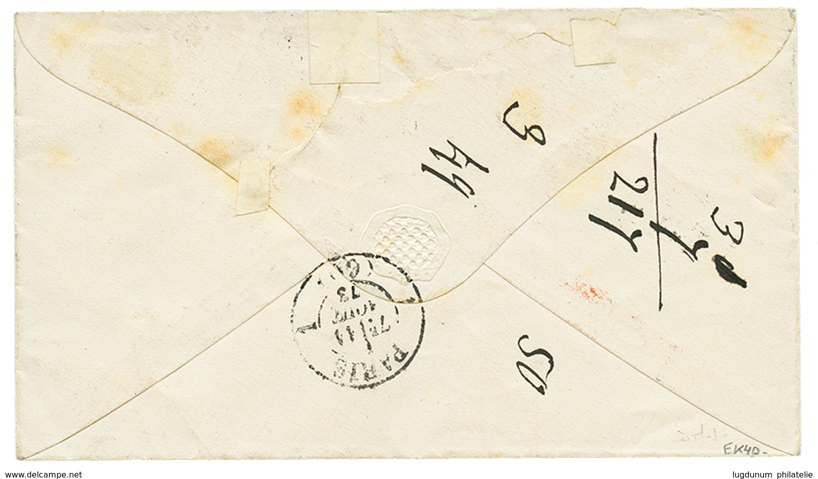 773 SUEZ : 1873 Rare 6d Brown + 4d Canc. B02 + SUEZ On Envelope To PARIS. Vvf. - Autres & Non Classés