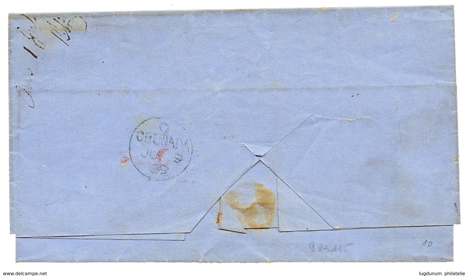 775 1859 6d(pl.19) Canc. A15 On Entire Letter To LONDON. Verso, GRENADA Cds. Vf. - Autres & Non Classés