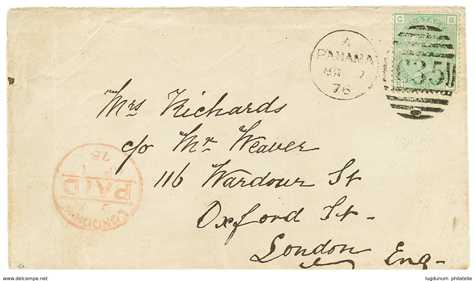777 "PANAMA" : 1876 GB 1 SCHILLING Canc. C35 + PANAMA On Envelope To ENGLAND. Superb. - Autres & Non Classés