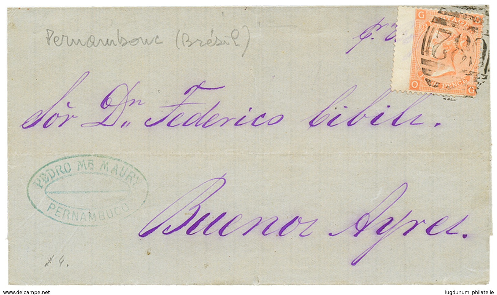 778 1874 4d Canc. C82 On Cover To BUENOS-AYRES. Verso, PERNAMBUCO Cds. Vvf. - Sonstige & Ohne Zuordnung