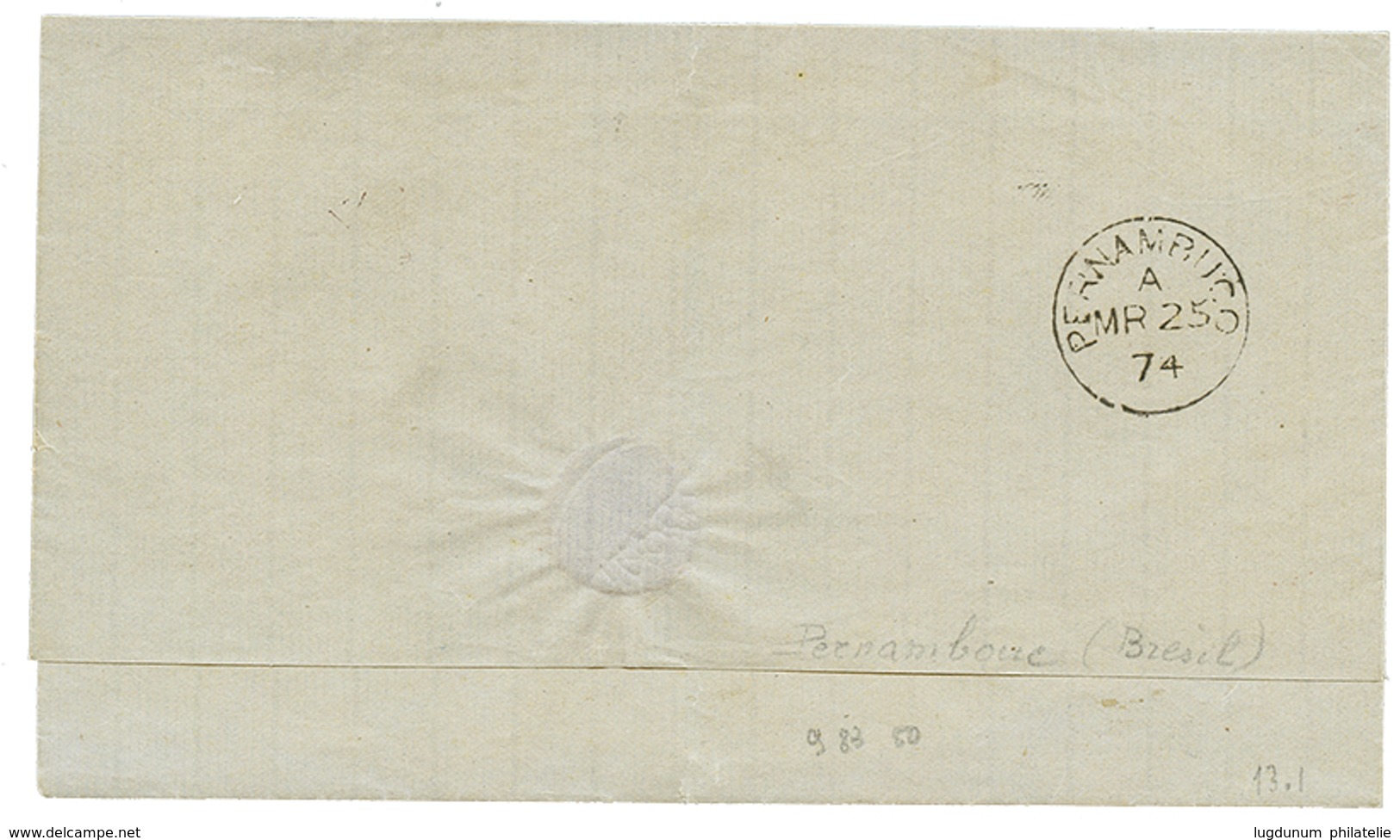 778 1874 4d Canc. C82 On Cover To BUENOS-AYRES. Verso, PERNAMBUCO Cds. Vvf. - Autres & Non Classés