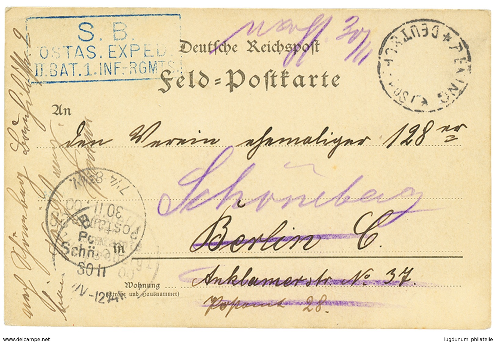 793 1900 PEKING DEUTSCHE POST * On Military Card To BERLIN. Scarce. Signed JÄSCHSKE. Vf. - Sonstige & Ohne Zuordnung