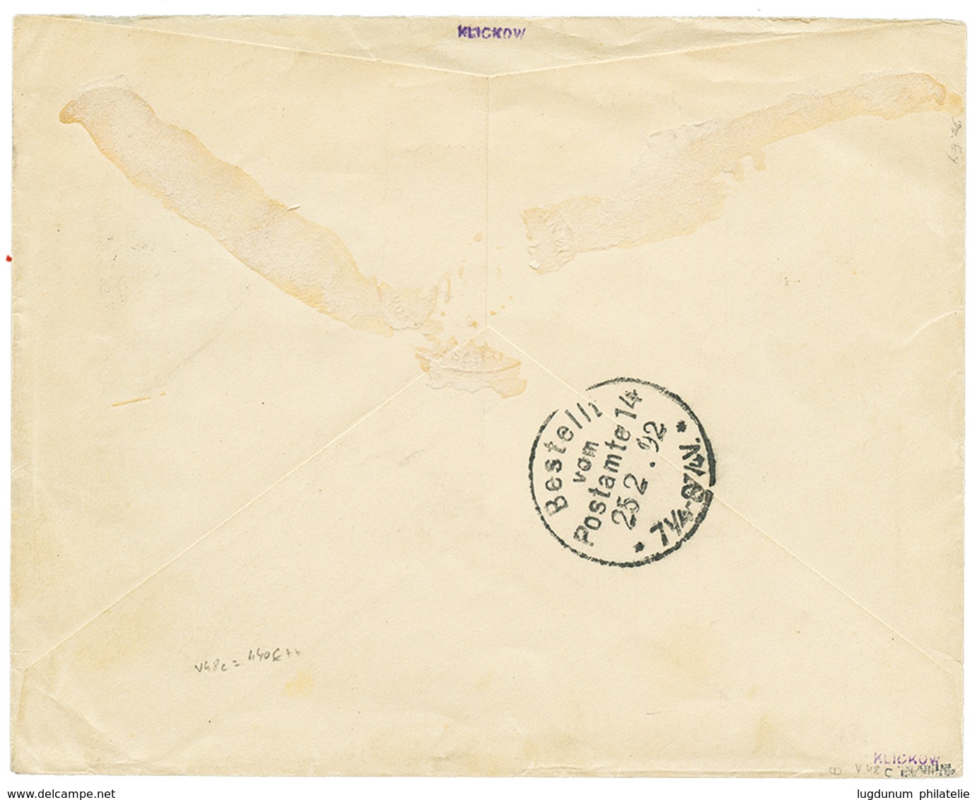 796 VORLAUFER : 1892 Pair 20pf(v48c) Canc. DAR-ES-SALAAM On Envelope To BERLIN. Signed ZENKER. Vvf. - Sonstige & Ohne Zuordnung