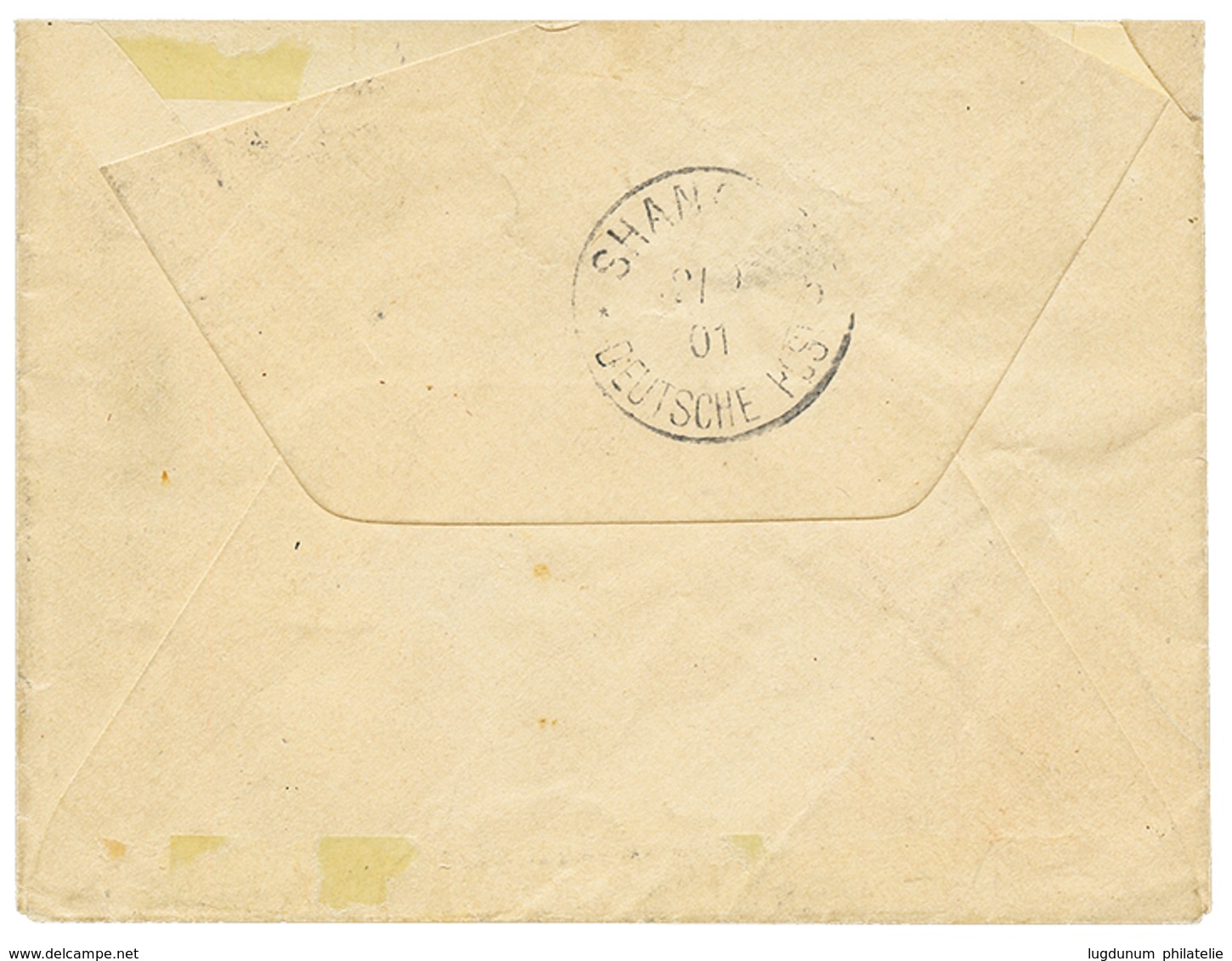 828 1901 KIAUTSCHOU 10pf Canc. KD.FELDPOSTSTATION N°1 On Envelope To GERMANY. Verso, SHANGHAI. Vvf. - Sonstige & Ohne Zuordnung