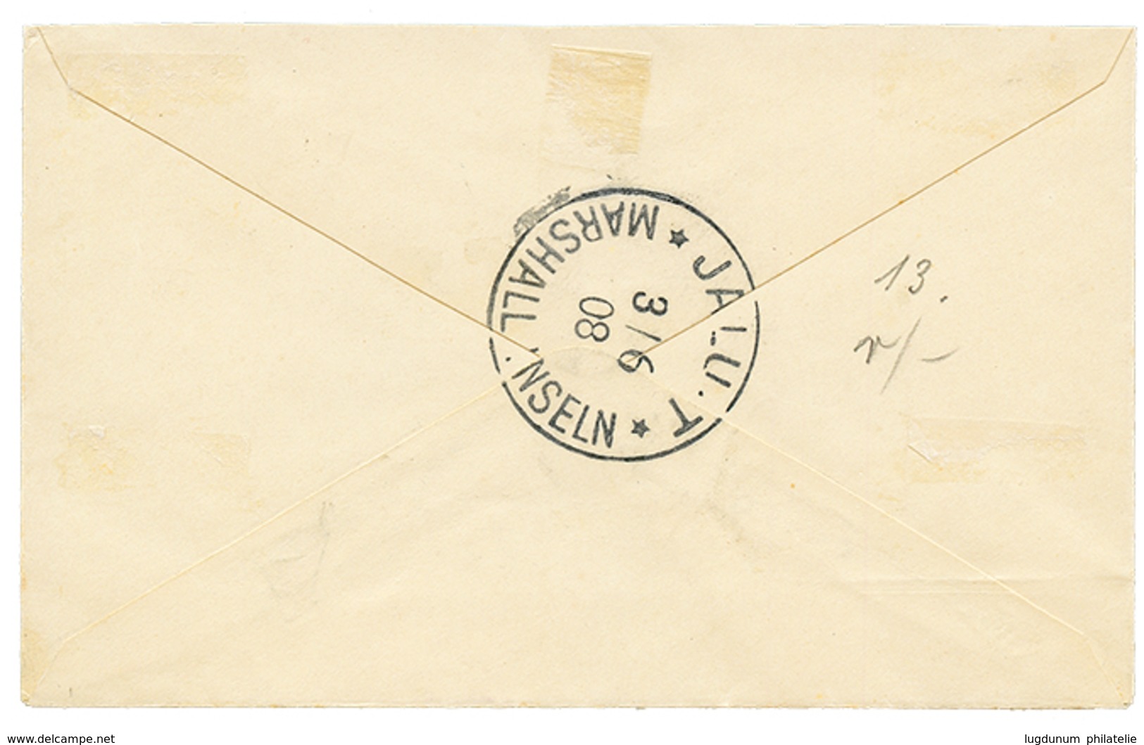 829 MARITIME POST : 1908 10pf Pen Cancel "SCHONER ...." On Envelope To JALUIT. Scarce. Superb. - Sonstige & Ohne Zuordnung