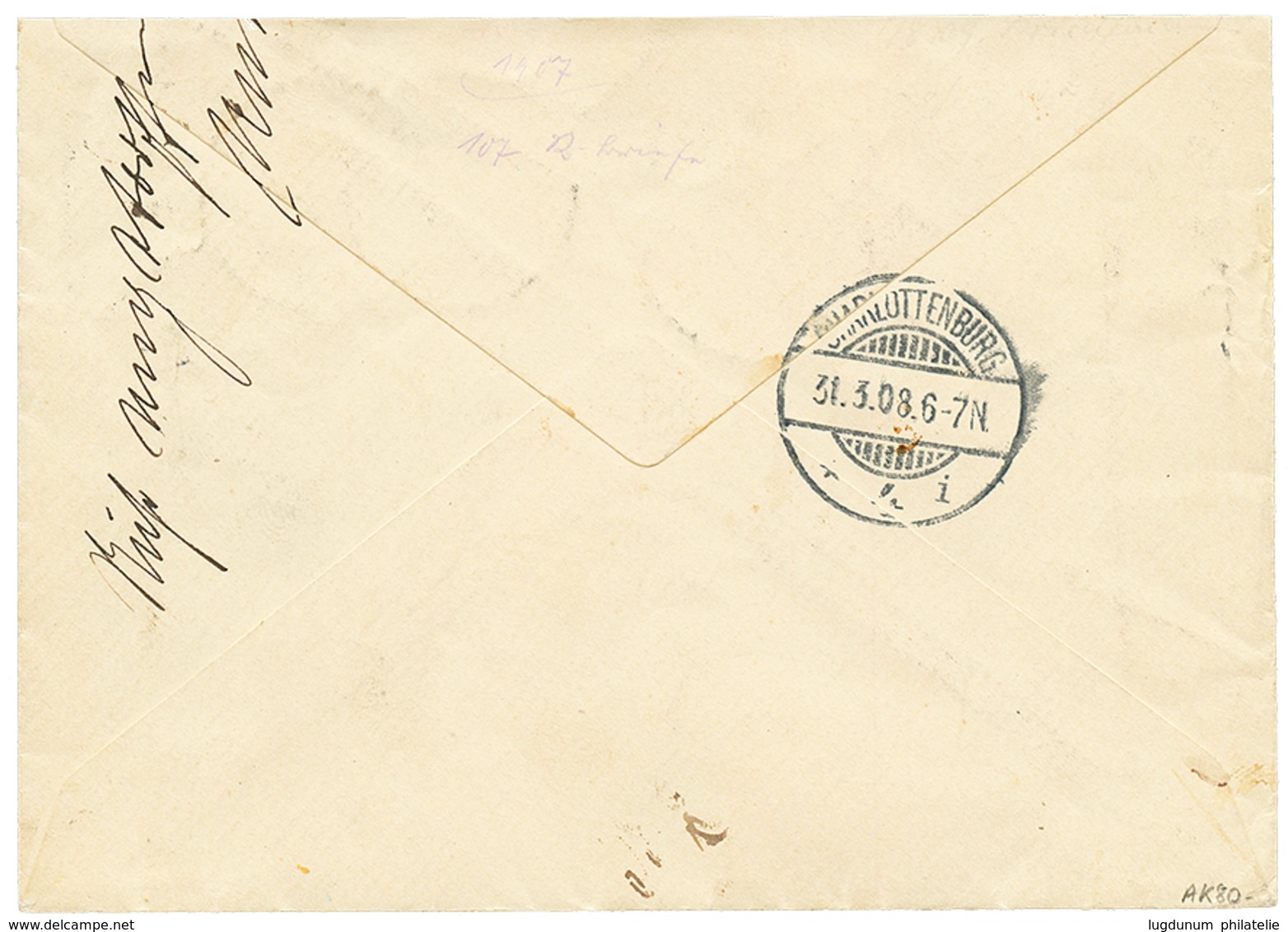 855 "ASSAHUN" : 1908 5pf(x2) + 10pf(x2) Canc. ASSAHUN On REGISTERED Envelope To GERMANY. Scarce. Vf. - Autres & Non Classés