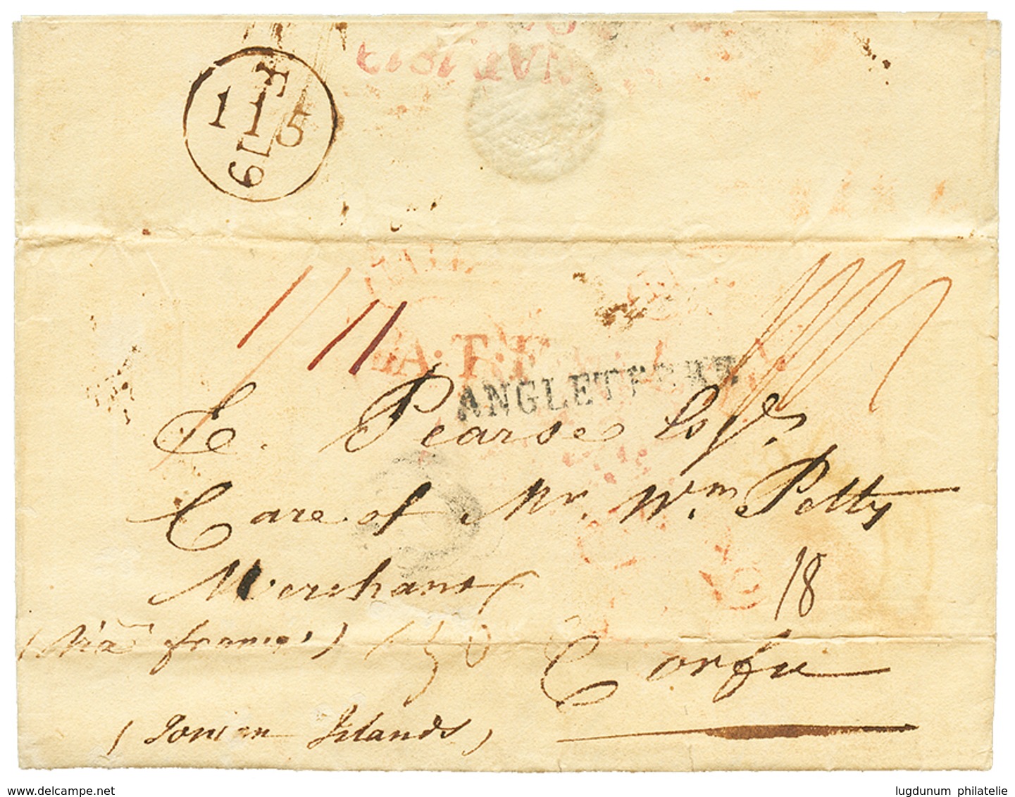 863 1819 ANGLETERRE + A.T.F Red On Entire Letter From LONDON To CORFU IONIAN ISLANDS. Vf. - Autres & Non Classés