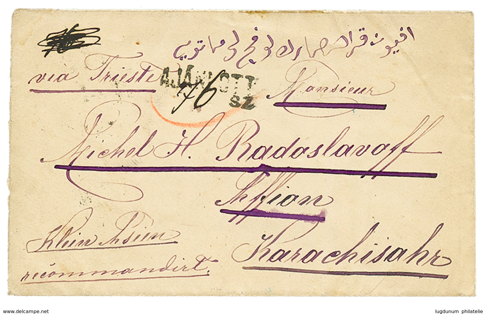 865 HUNGARY : 1878 Pair 10h Canc. ORSOVA On Reverse Of REGISTERED Envelope Via TRIESTE To TURKEY. Vvf. - Other & Unclassified