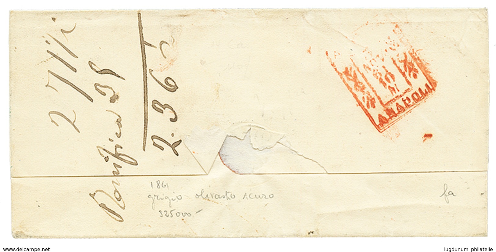 887 SICILY 1861 SARDINIA 10c(n°14Ca) Canc. PALERMO On Cover To NAPOLI. Vvf. - Ohne Zuordnung