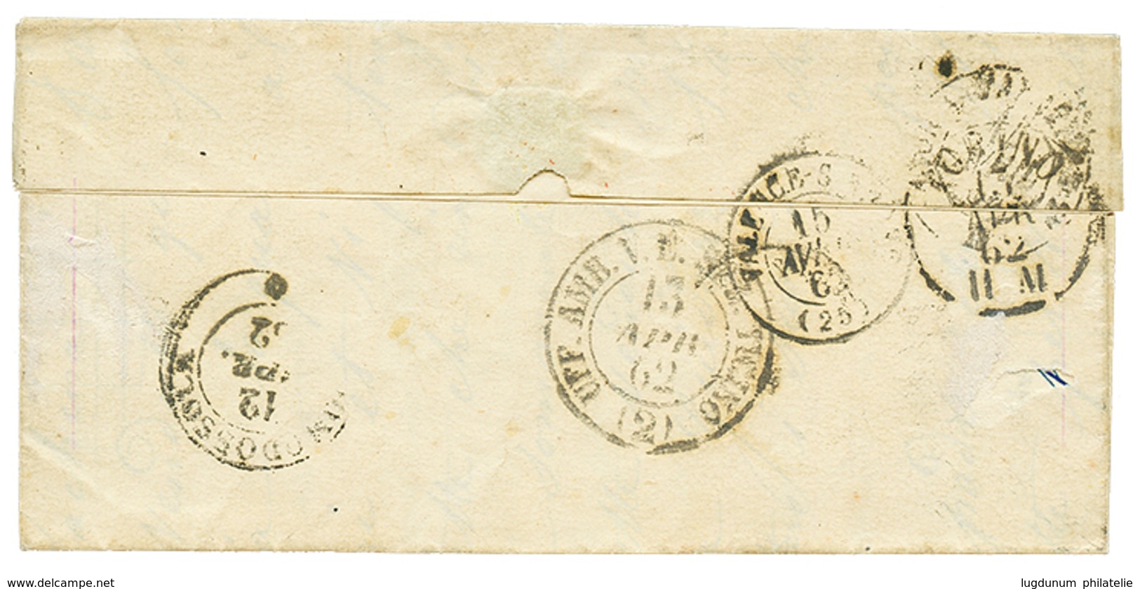 914 1862 40c(n°16E) Wit Nice Margins Canc. VARZO On Entire Letter To FRANCE. Superb. - Non Classés