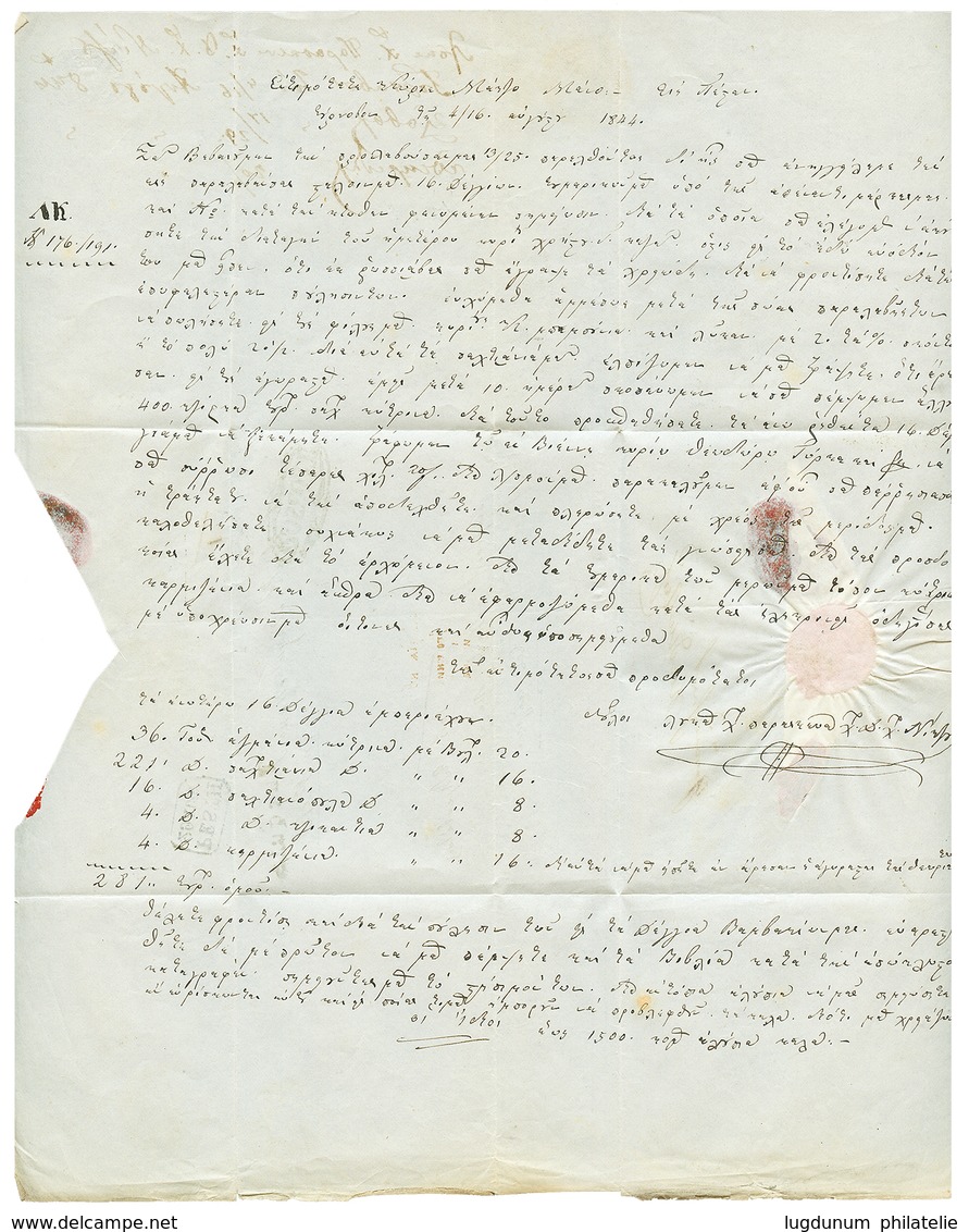 953 Disinfected Mail - TARGOVISTE : 1844 TURQUIE + ALT ORSOVA On Entire Letter From TARGOVISTE To PEST(HUNGARY). Verso,  - Other & Unclassified