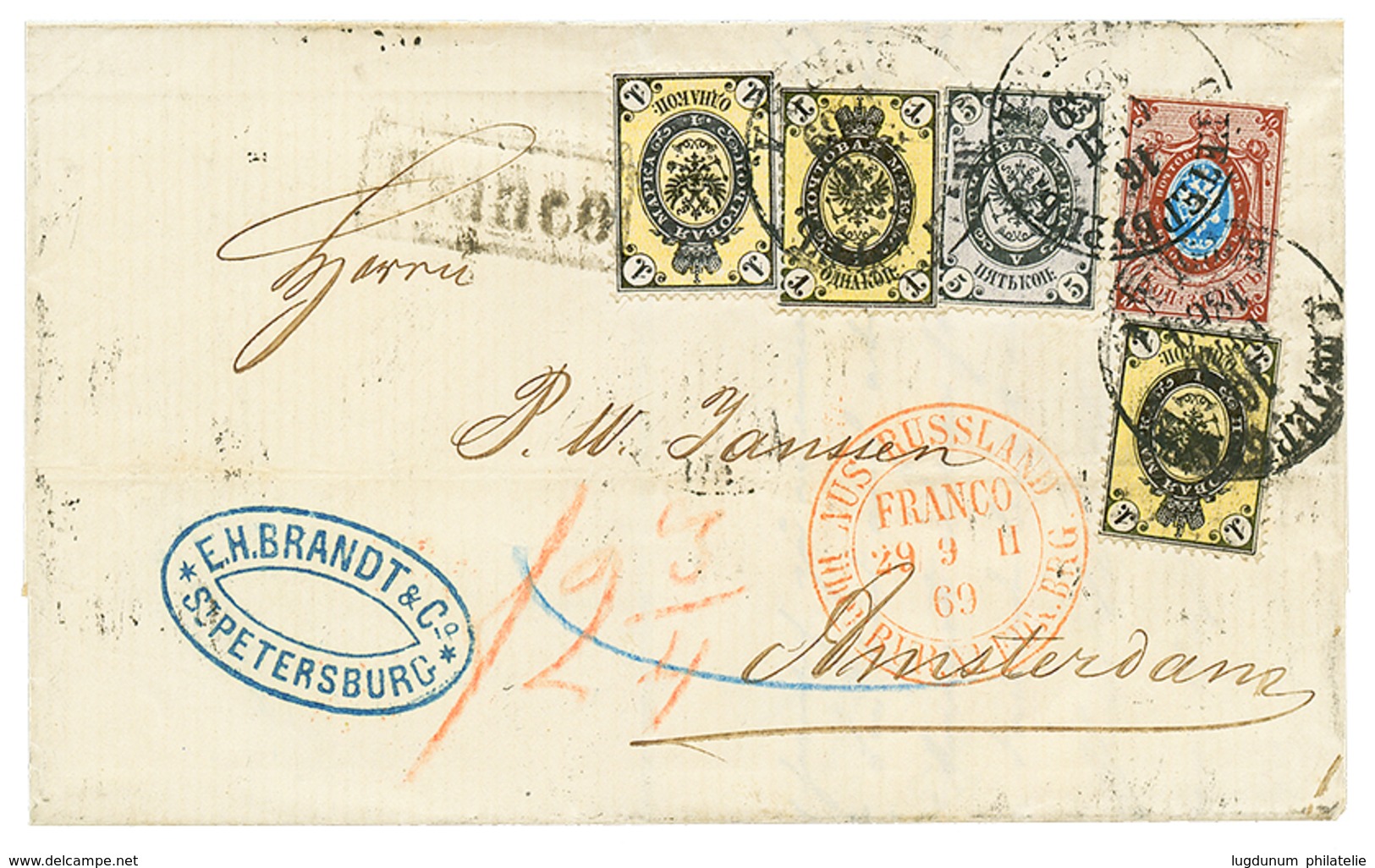 962 1869 1k(x3) + 5k+ 10k On Cover From ST PETERSBURG To AMSTERDAM(NETHERLANDS). Vvf. - Sonstige & Ohne Zuordnung