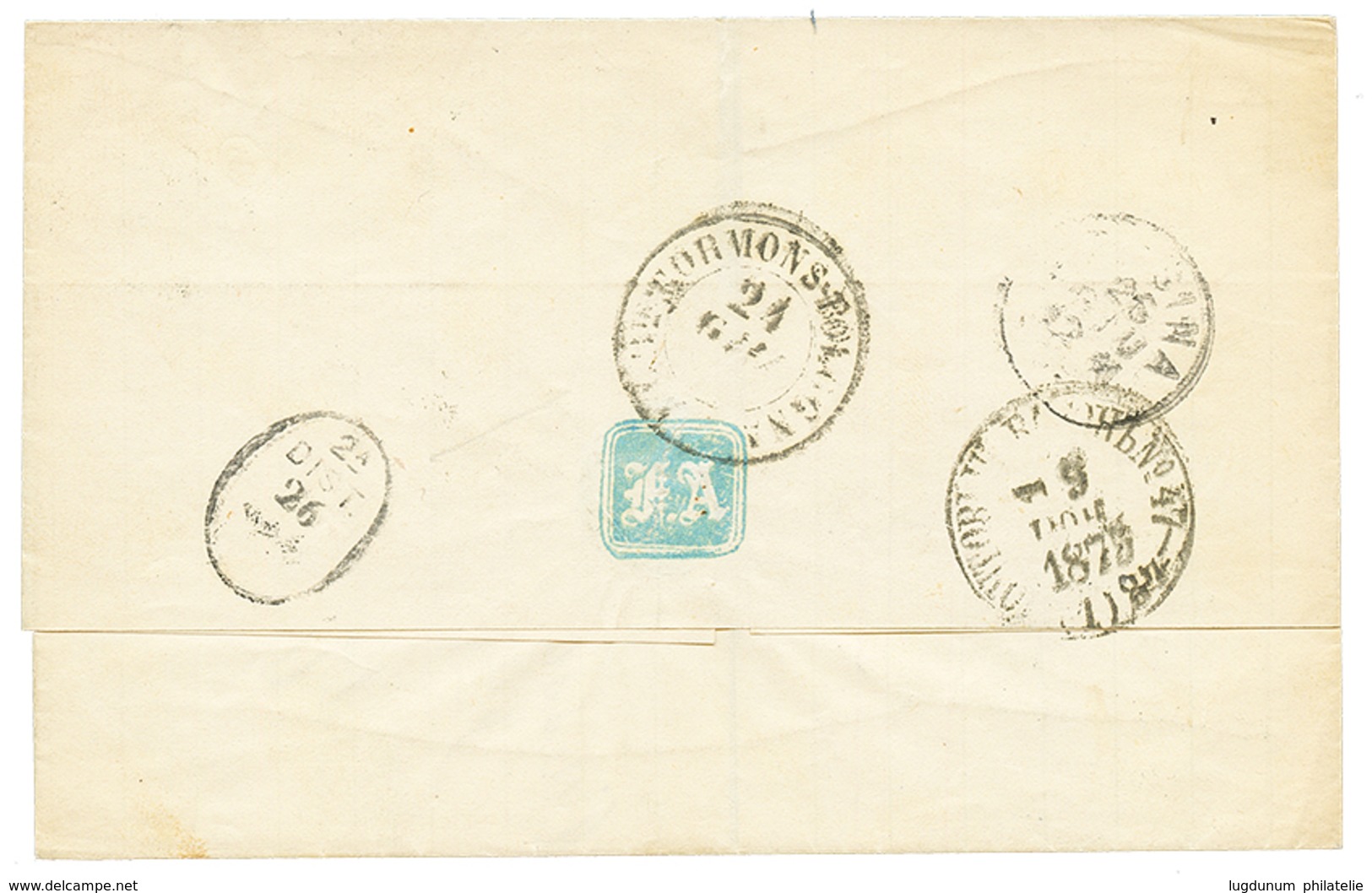 974 1875 3k + 10k Canc. ODESSA On Cover To ITALY. Verso, POSTAL WAGON 47-48. Superb. - Other & Unclassified