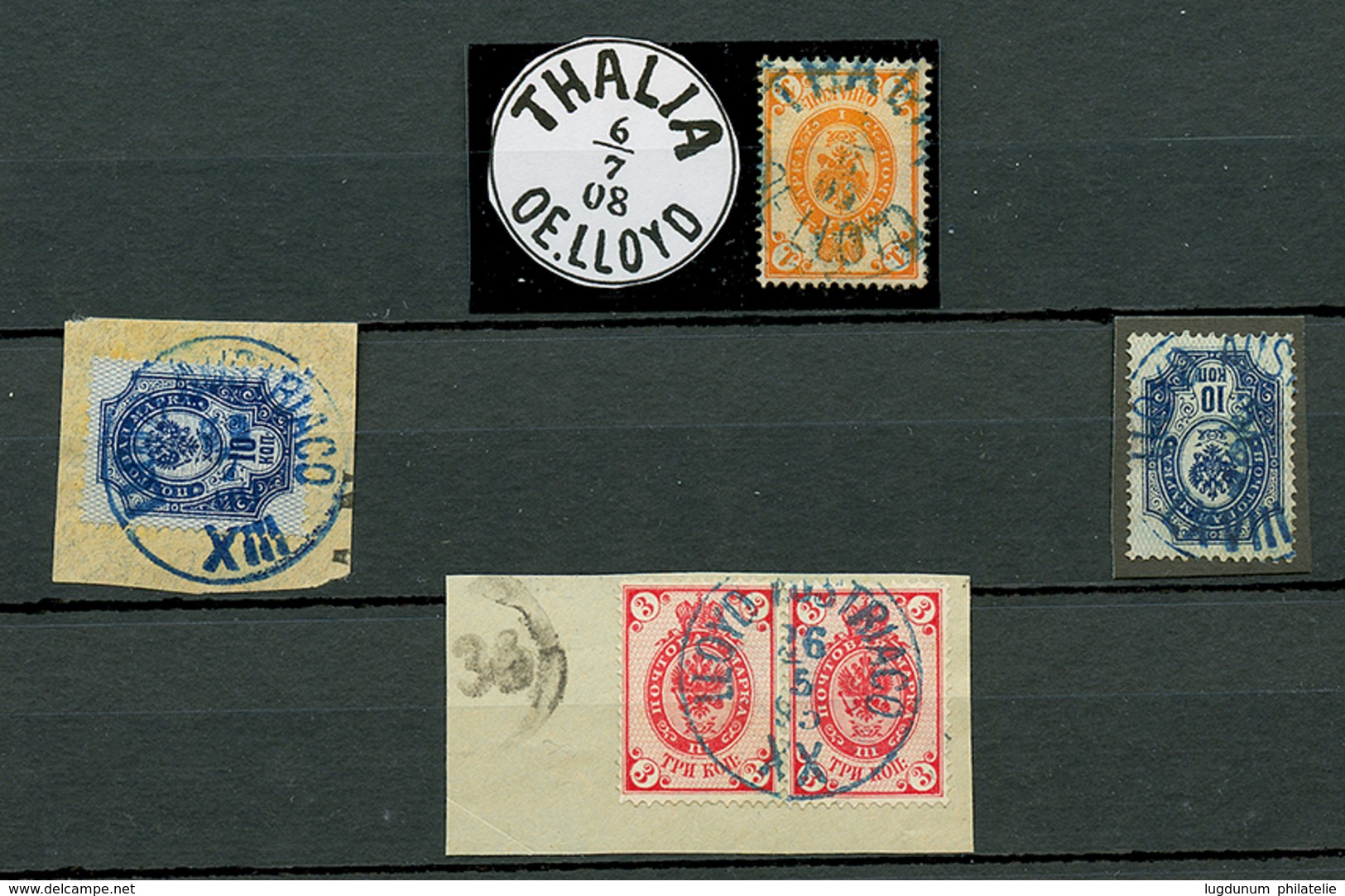 980 Superb Lot Of 5 Stamps From RUSSIA Canc. LLOYD AUSTRIACO THALIA, XIII, XX, LXVII. - Autres & Non Classés