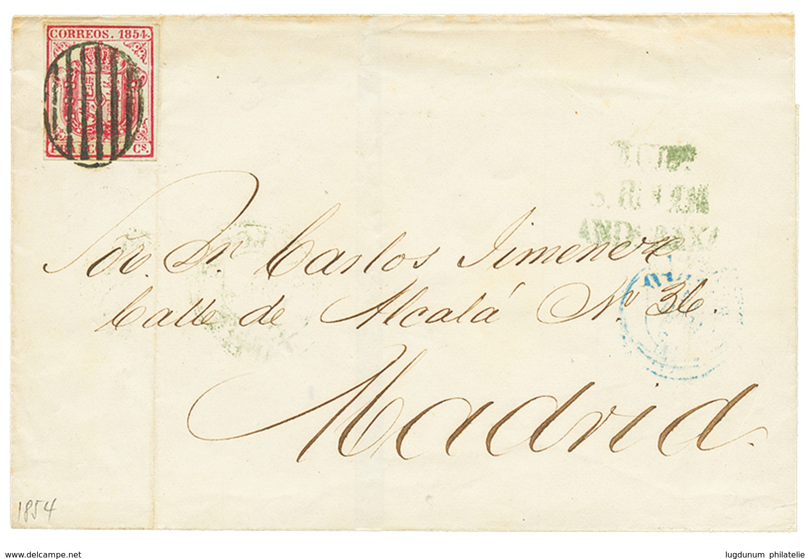 997 1854 4c With 4 Large Margins Canc. On Cover From GIBRALTAR To MADRID. Vvf. - Autres & Non Classés