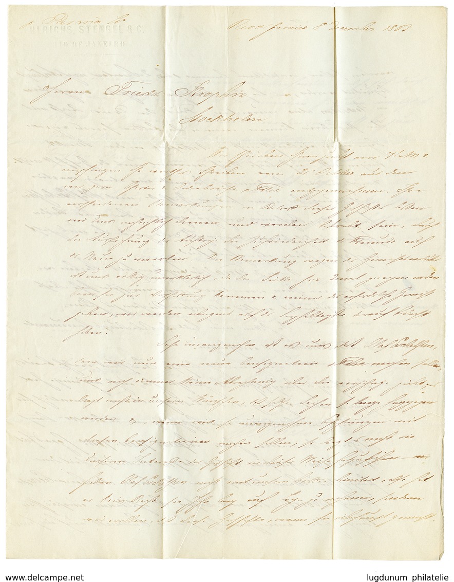 1009 1863 Entire Letter From RIO DE JANEIRO BRAZIL Via HAMBURG To STOCKHOLM. Superb. - Autres & Non Classés