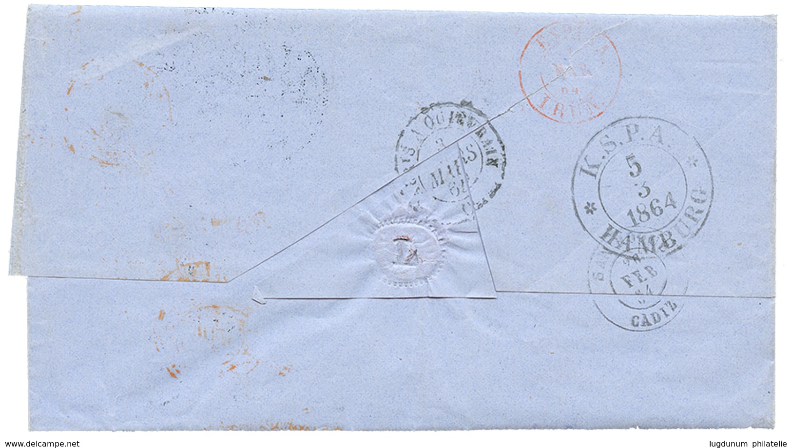 1010 1864 JONKOPING + "72" TAX Marking On Entire Letter From GIBRALTAR To HERNOSAND SWEDEN. Vf. - Other & Unclassified