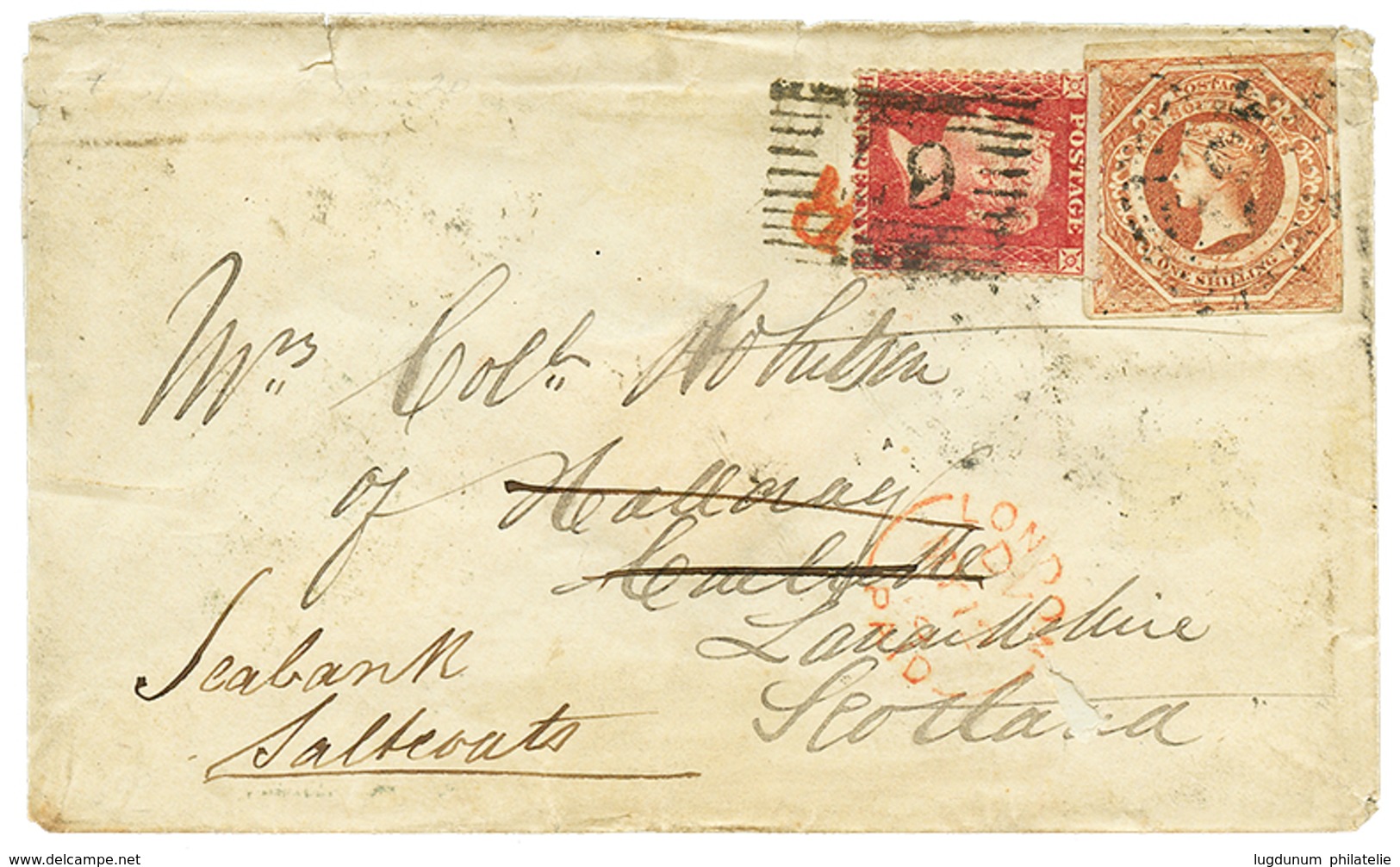 1016 NEW SOUTH WALES 1 SHILLING(fault) On Envelope To SCOTLAND Redirected With GB 1d Canc. 67 To SCABANK. Verso, CARLUKE - Sonstige & Ohne Zuordnung