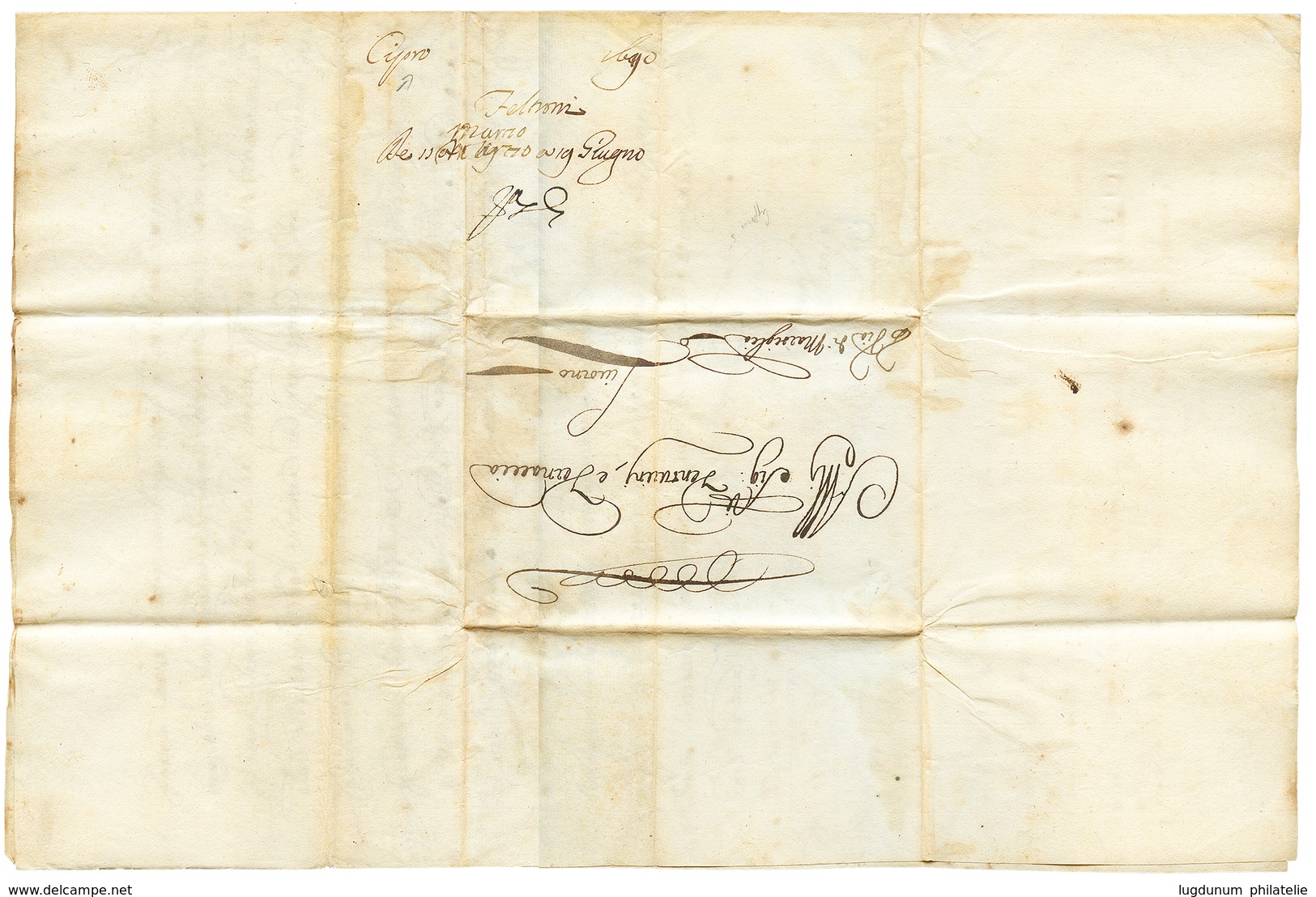 1029 1690 Entire Letter From CYPRUS + "Via Di MARSIGLIA" To LIVORNO (ITALY). Rare So Early. Vvf. - Other & Unclassified