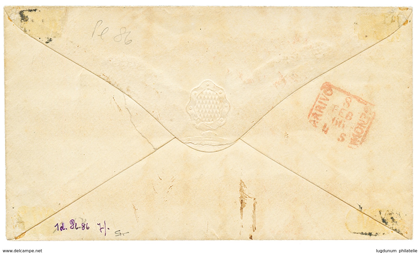 1043 1866 Pair 1d Canc. A26 + GIBRALTAR + Red VIA DI MARE(E) + Tax "4" On Envelope To ITALY. Vf. - Altri & Non Classificati