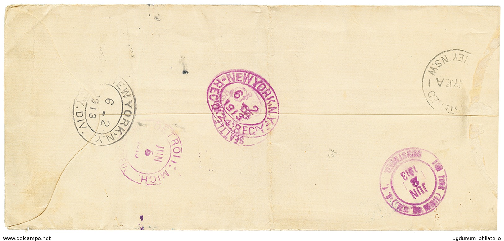 1054 1913 Rare Mixed Issue Franking On REGISTERED Envelope From OCEAN ISLAND To USA. Vvf. - Altri & Non Classificati