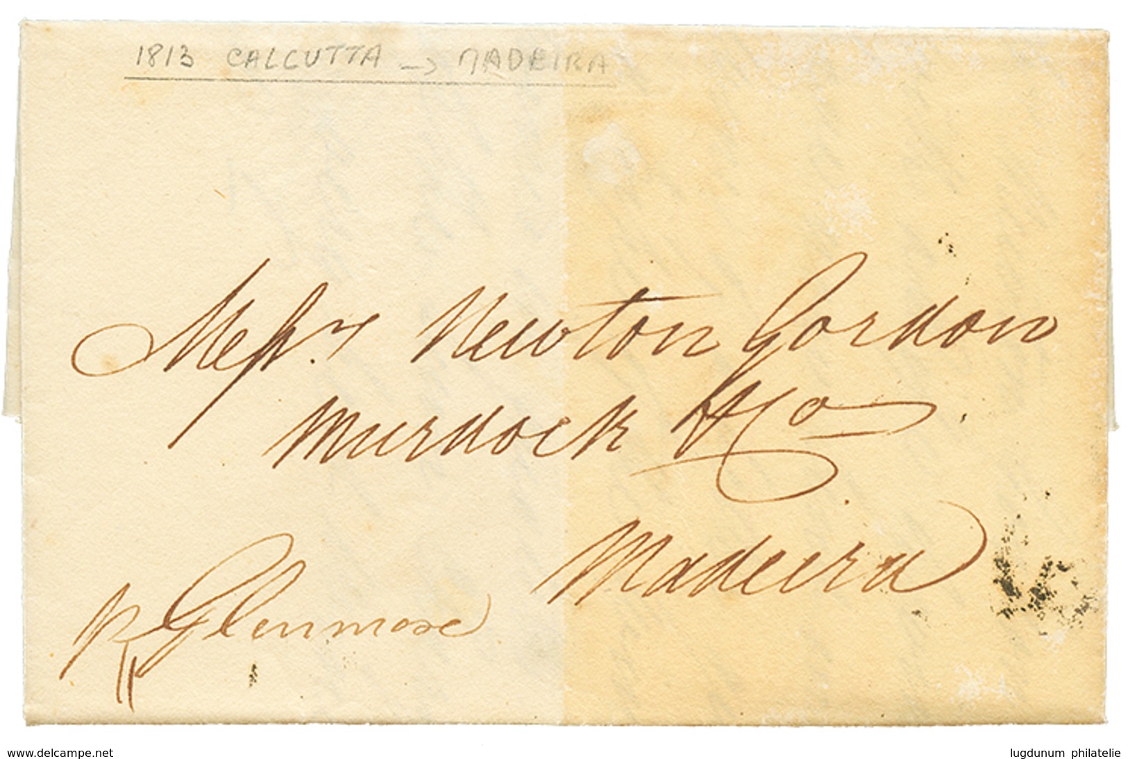 1059 INDIA To MADEIRA : 1813 BENGAL POST PAID On Reverse Of Entire Letter From CALCUTTA To MADEIRA. Vf. - Other & Unclassified