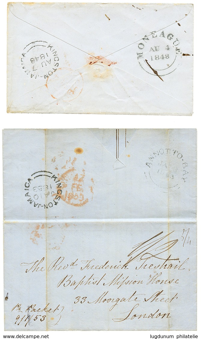 1069 2 Covers : 1848 MONEAGUE Cds On Cover To LONDON & 1853 ANNOTTO-BAY Cds Cover To LONDON. Vf. - Autres & Non Classés