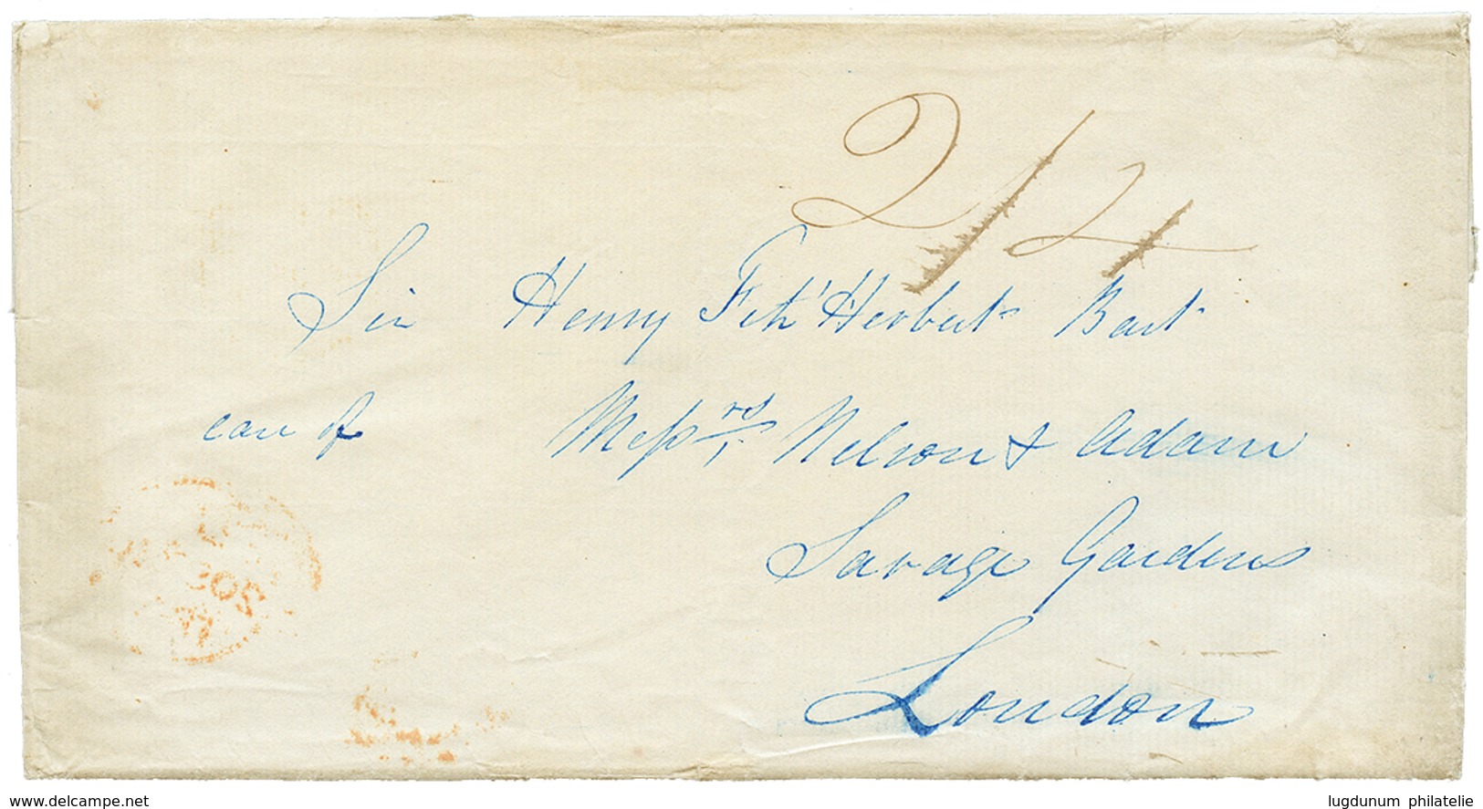 1074 "VERE" : 1846 VERE JAMAICA (21 Augt Manuscrit) On Entire Letter To ENGLAND. Superb. - Sonstige & Ohne Zuordnung