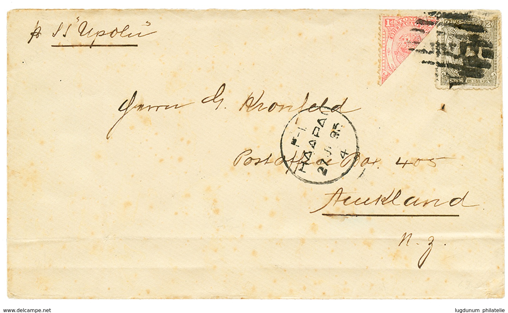 1114 1893 TONGA Bisect 1d + 2d On Envelope From HAAPA To NEW ZEALAND. Scarce. Vf. - Sonstige & Ohne Zuordnung