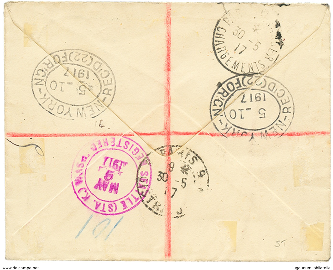 1118 1917 5d Canc. VAVAU TONGA On REGISTERED Envelope To FRANCE. Superb. - Autres & Non Classés