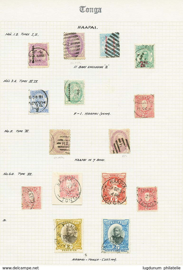 1119 TONGA - Study Of Cancelations : Collection Of 172 Classic Stamps On Exhibition Pages With Small P.O, Maritime & FOR - Sonstige & Ohne Zuordnung
